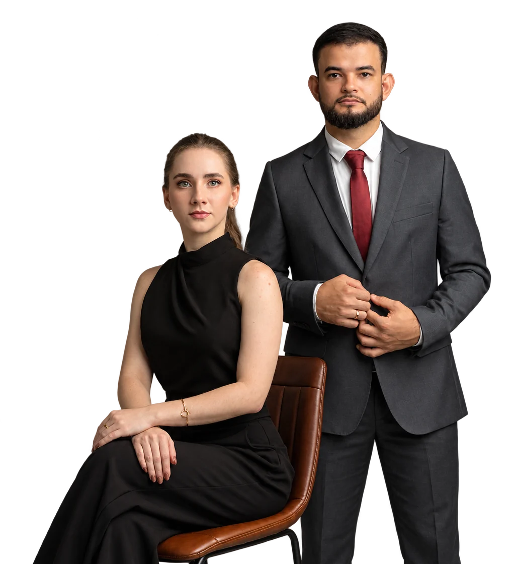 Maria Clara Viana Rosiak e Wanderson Maurício Aguiar da Silva, sócios do Rosiak & Aguiar Advogados